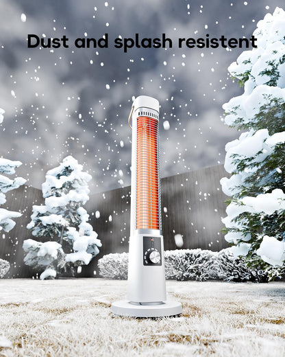 Aerozy Patio Heater for Outdoor Use, Electric Space Heater Indoor, Portable Infrared Heater with 60-Degree Oscillation, Timer, Remote, for Patio, Gazebo, White - CookCave