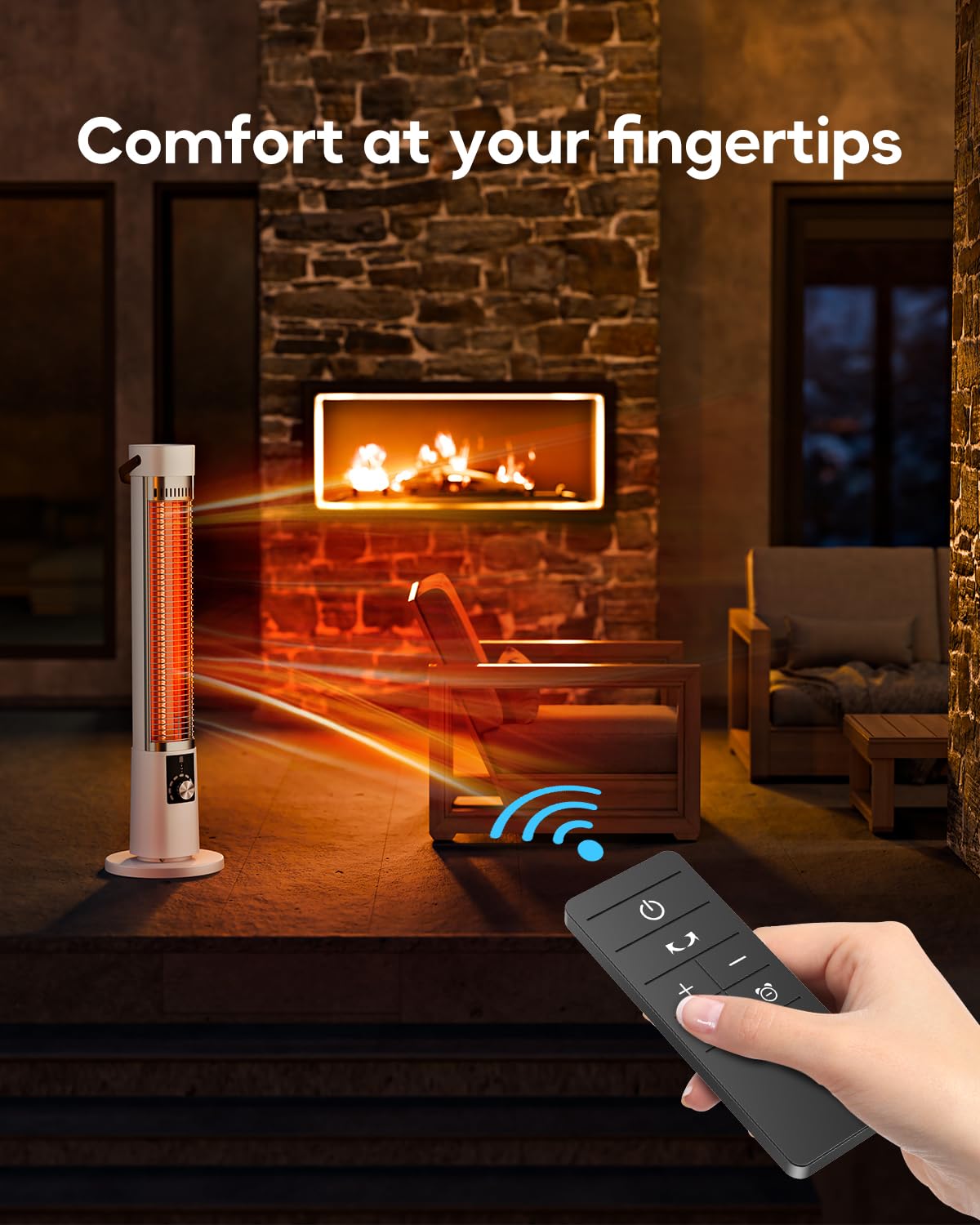 Aerozy Patio Heater for Outdoor Use, Electric Space Heater Indoor, Portable Infrared Heater with 60-Degree Oscillation, Timer, Remote, for Patio, Gazebo, White - CookCave