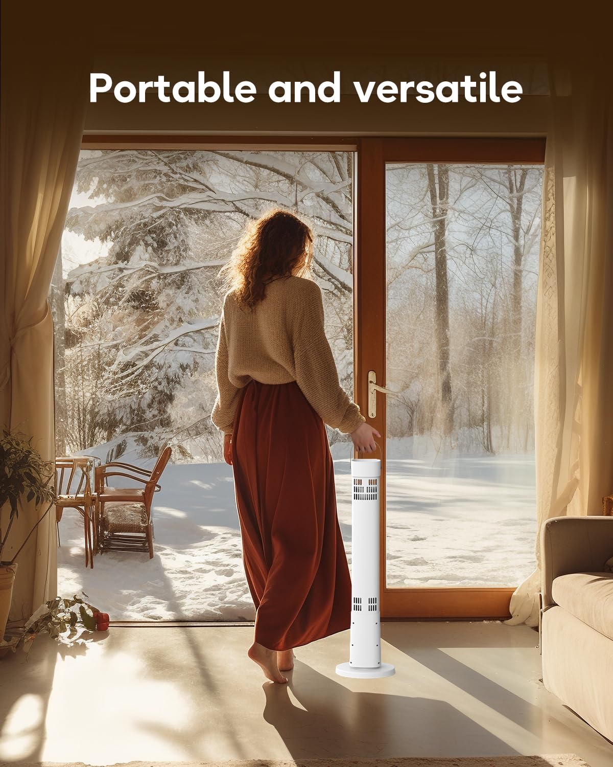 Aerozy Patio Heater for Outdoor Use, Electric Space Heater Indoor, Portable Infrared Heater with 60-Degree Oscillation, Timer, Remote, for Patio, Gazebo, White - CookCave