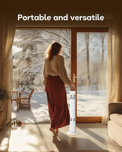 Aerozy Patio Heater for Outdoor Use, Electric Space Heater Indoor, Portable Infrared Heater with 60-Degree Oscillation, Timer, Remote, for Patio, Gazebo, White - CookCave