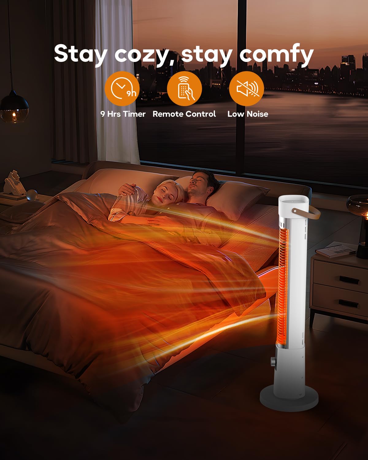 Aerozy Patio Heater for Outdoor Use, Electric Space Heater Indoor, Portable Infrared Heater with 60-Degree Oscillation, Timer, Remote, for Patio, Gazebo, White - CookCave