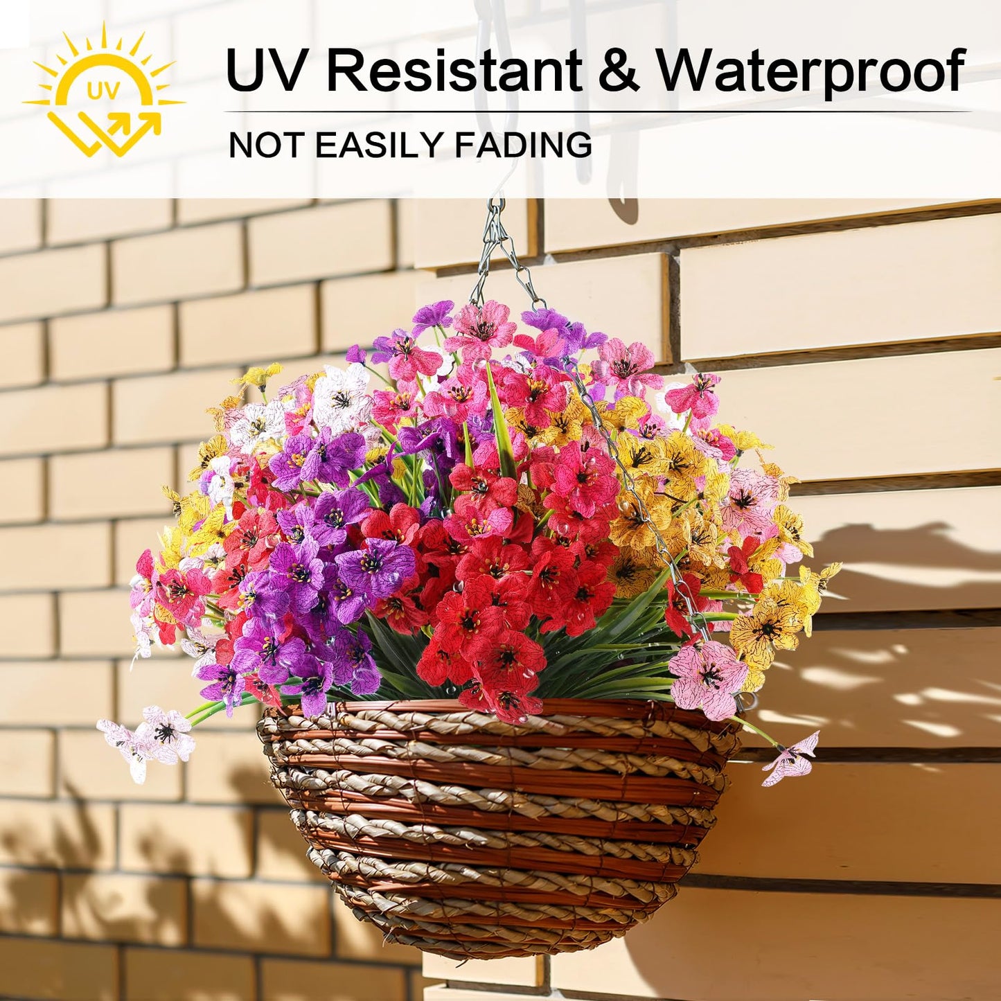 AGIRL 24 Bundles Artificial Flowers for Outdoor,No Fade Fake Plastic Flowers Faux Plants for Decoration Hanging Planters Indoor Outside Garden Porch Window Box Home Wedding Farmhouse - CookCave