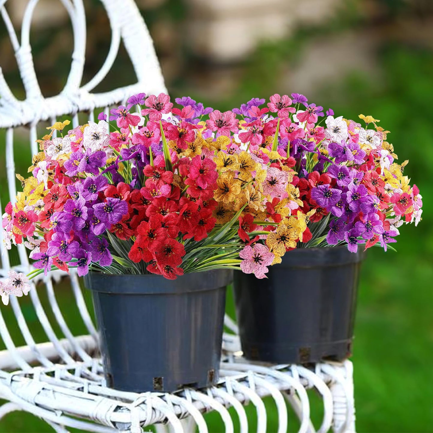 AGIRL 24 Bundles Artificial Flowers for Outdoor,No Fade Fake Plastic Flowers Faux Plants for Decoration Hanging Planters Indoor Outside Garden Porch Window Box Home Wedding Farmhouse - CookCave