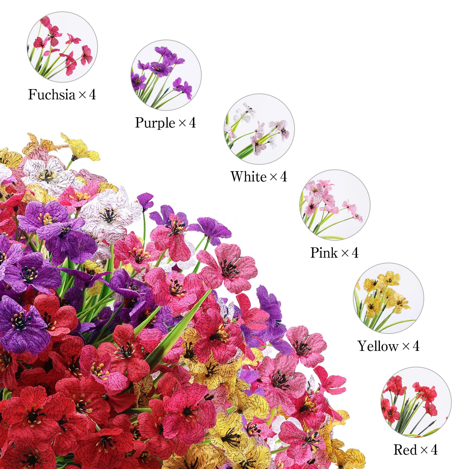 AGIRL 24 Bundles Artificial Flowers for Outdoor,No Fade Fake Plastic Flowers Faux Plants for Decoration Hanging Planters Indoor Outside Garden Porch Window Box Home Wedding Farmhouse - CookCave