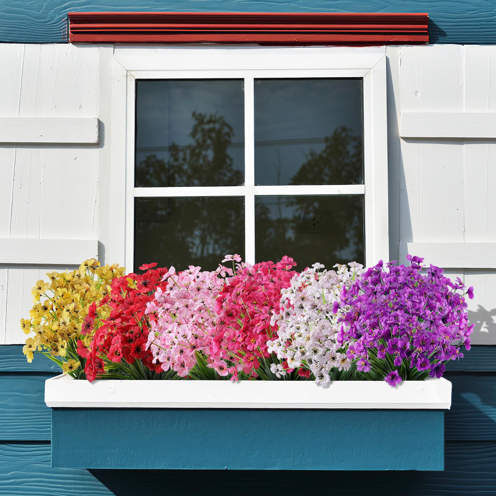 AGIRL 24 Bundles Artificial Flowers for Outdoor,No Fade Fake Plastic Flowers Faux Plants for Decoration Hanging Planters Indoor Outside Garden Porch Window Box Home Wedding Farmhouse - CookCave