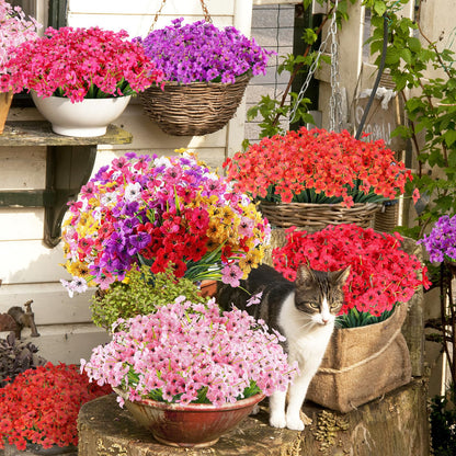 AGIRL 24 Bundles Artificial Flowers for Outdoor,No Fade Fake Plastic Flowers Faux Plants for Decoration Hanging Planters Indoor Outside Garden Porch Window Box Home Wedding Farmhouse - CookCave
