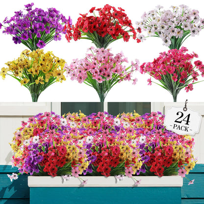AGIRL 24 Bundles Artificial Flowers for Outdoor,No Fade Fake Plastic Flowers Faux Plants for Decoration Hanging Planters Indoor Outside Garden Porch Window Box Home Wedding Farmhouse - CookCave