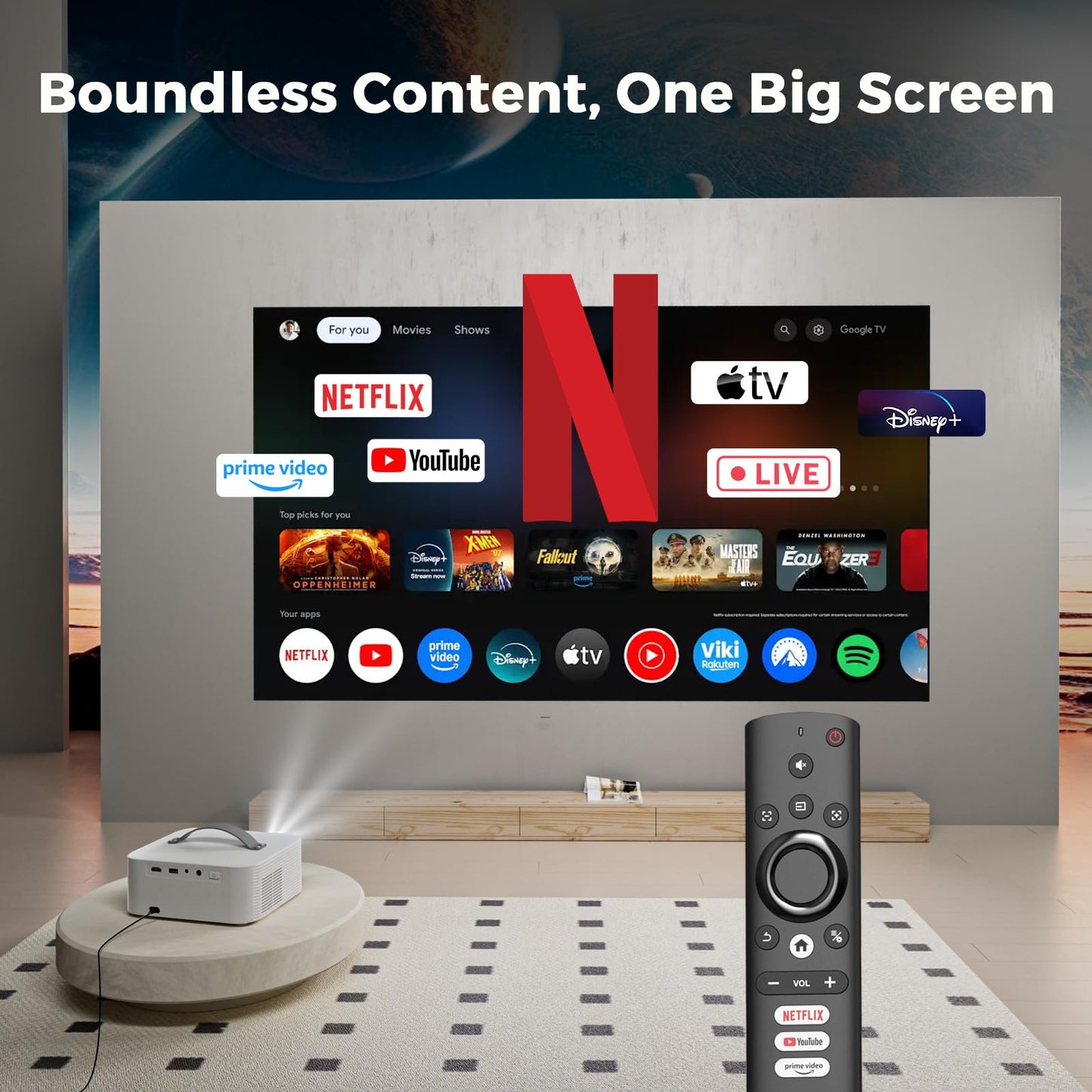 [AI Movin 2.0 System/1200 ANSI/Auto Focus] Projector-4K with WiFi 6 and Bluetooth, 30W DoIby Audio Netflix-Licensed Outdoor-Projector, Lisowod 1080P Smart Portable Proyector with HDR10+ 2025 Upgraded - CookCave