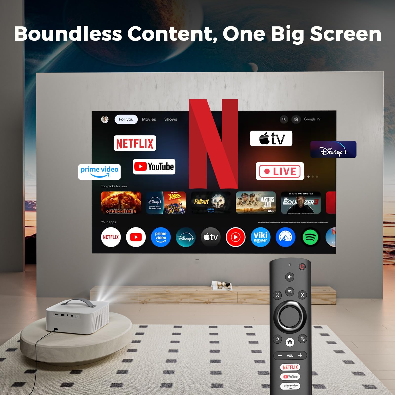 [AI Movin 2.0 System/1200 ANSI/Auto Focus] Projector-4K with WiFi 6 and Bluetooth, 30W DoIby Audio Netflix-Licensed Outdoor-Projector, Lisowod 1080P Smart Portable Proyector with HDR10+ 2025 Upgraded - CookCave