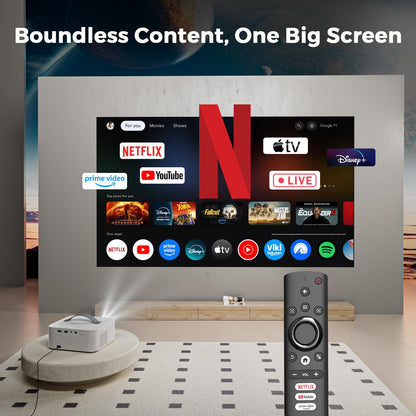 [AI Movin 2.0 System/1200 ANSI/Auto Focus] Projector-4K with WiFi 6 and Bluetooth, 30W DoIby Audio Netflix-Licensed Outdoor-Projector, Lisowod 1080P Smart Portable Proyector with HDR10+ 2025 Upgraded - CookCave