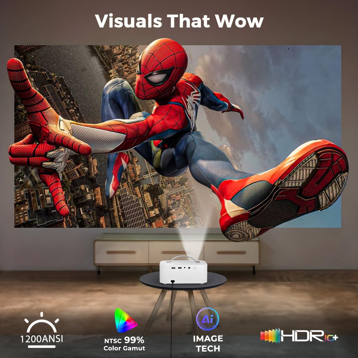 [AI Movin 2.0 System/1200 ANSI/Auto Focus] Projector-4K with WiFi 6 and Bluetooth, 30W DoIby Audio Netflix-Licensed Outdoor-Projector, Lisowod 1080P Smart Portable Proyector with HDR10+ 2025 Upgraded - CookCave