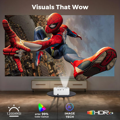 [AI Movin 2.0 System/1200 ANSI/Auto Focus] Projector-4K with WiFi 6 and Bluetooth, 30W DoIby Audio Netflix-Licensed Outdoor-Projector, Lisowod 1080P Smart Portable Proyector with HDR10+ 2025 Upgraded - CookCave