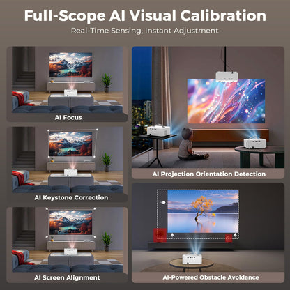[AI Movin 2.0 System/1200 ANSI/Auto Focus] Projector-4K with WiFi 6 and Bluetooth, 30W DoIby Audio Netflix-Licensed Outdoor-Projector, Lisowod 1080P Smart Portable Proyector with HDR10+ 2025 Upgraded - CookCave