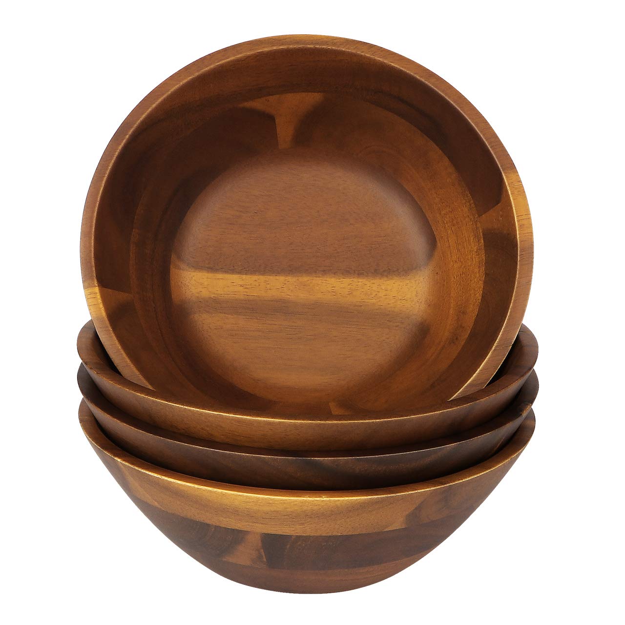 AIDEA Acacia Wooden Serving Bowls, 7 Inch Set of 4 for Salad, Soup, Noodle and More - CookCave