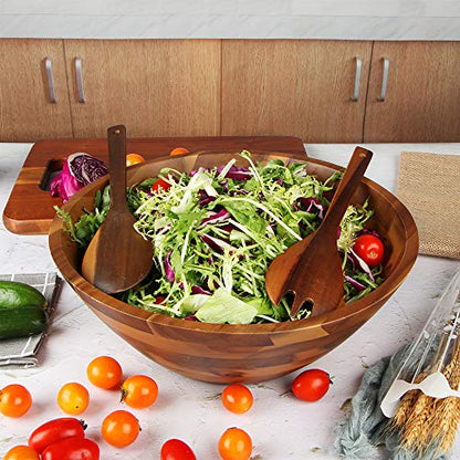 AIDEA Salad Bowls, Wooden Salad Bowls Set, Large Acacia Wood Serving Bowl for Fruits, Salad, 12.5" Big Salad Bowl with Serving Utensils - CookCave