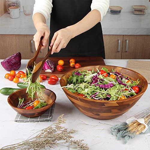 AIDEA Salad Bowls, Wooden Salad Bowls Set, Large Acacia Wood Serving Bowl for Fruits, Salad, 12.5" Big Salad Bowl with Serving Utensils - CookCave