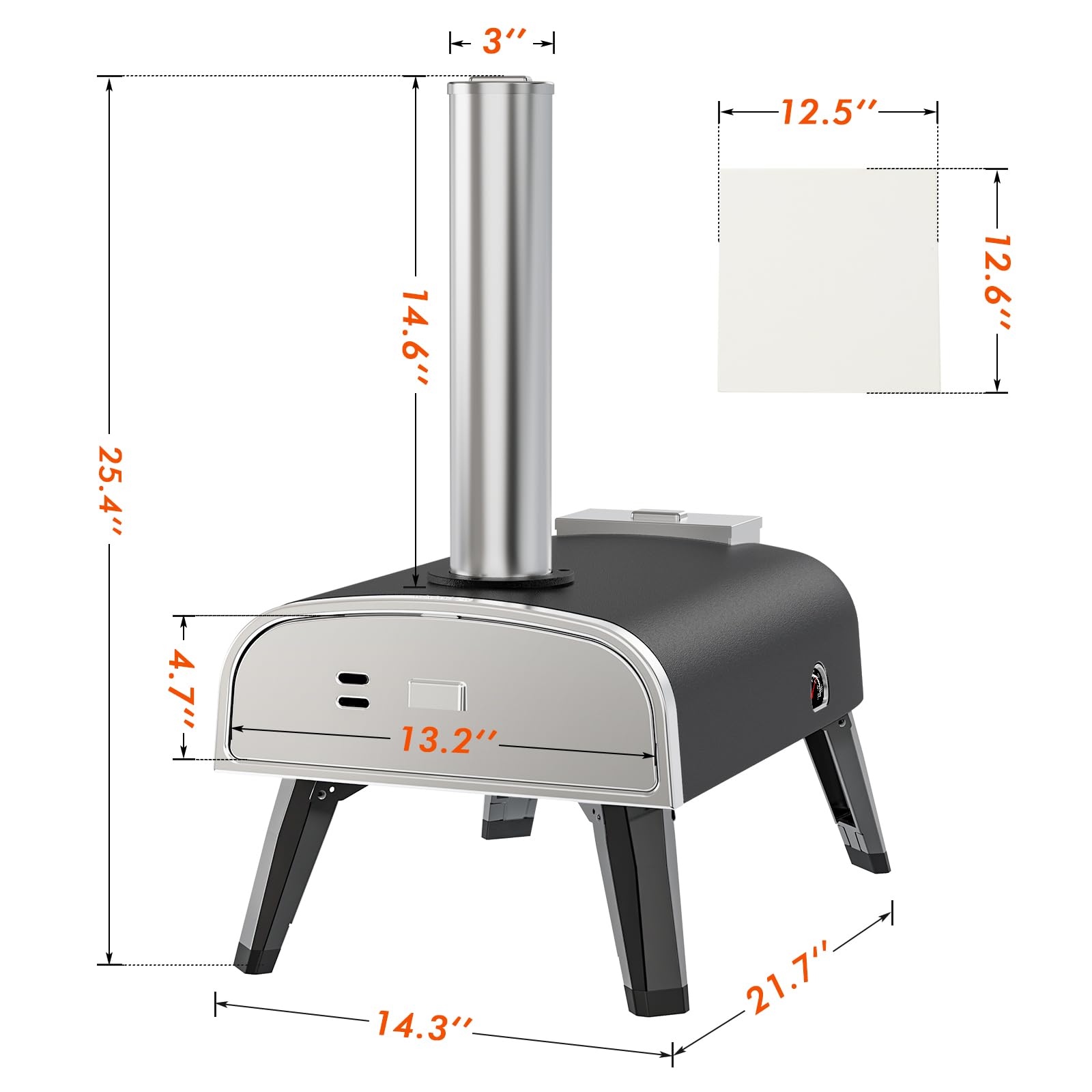 aidpiza Pizza Oven Outdoor 12" Wood Fired Pizza Ovens Pellet Pizza Stove for outside, Portable Stainless Steel Pizza Oven for Backyard Pizza Oven - CookCave
