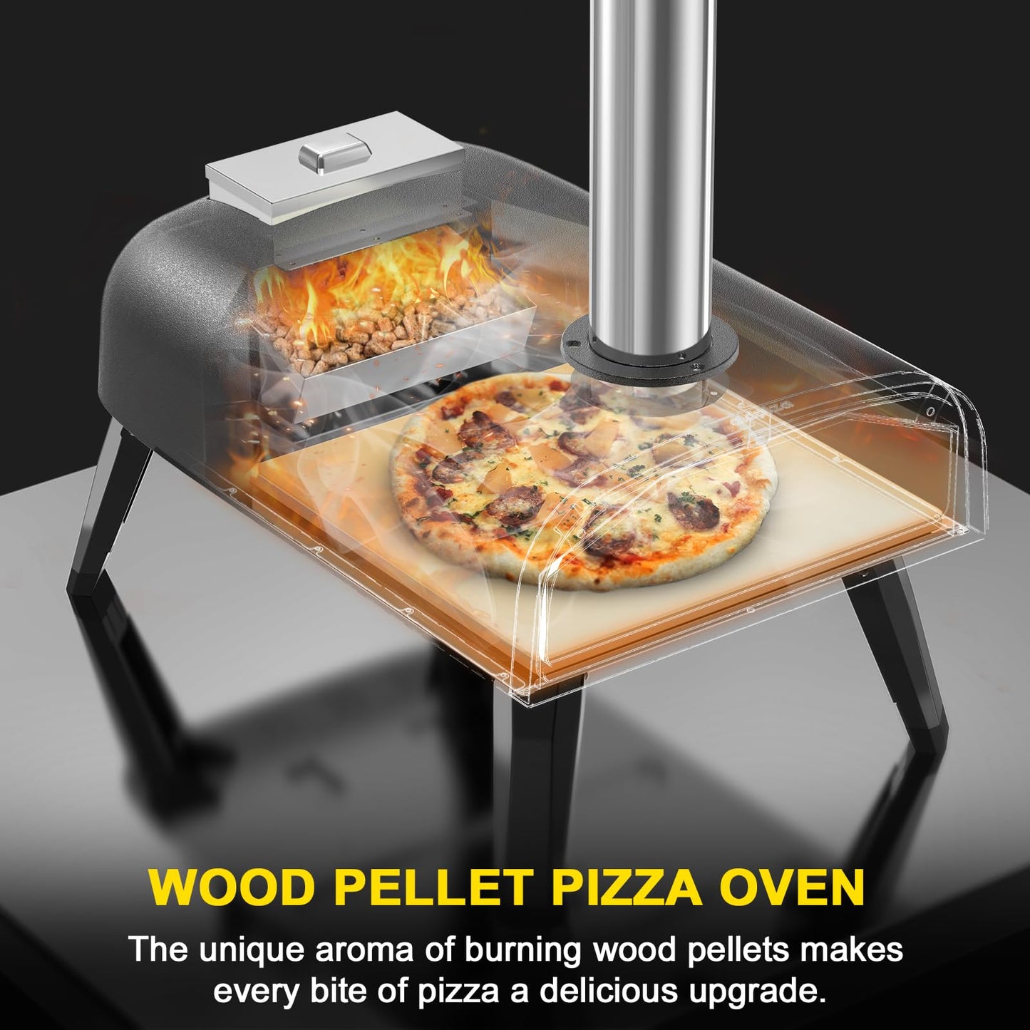 aidpiza Pizza Oven Outdoor 12" Wood Fired Pizza Ovens Pellet Pizza Stove for outside, Portable Stainless Steel Pizza Oven for Backyard Pizza Oven - CookCave