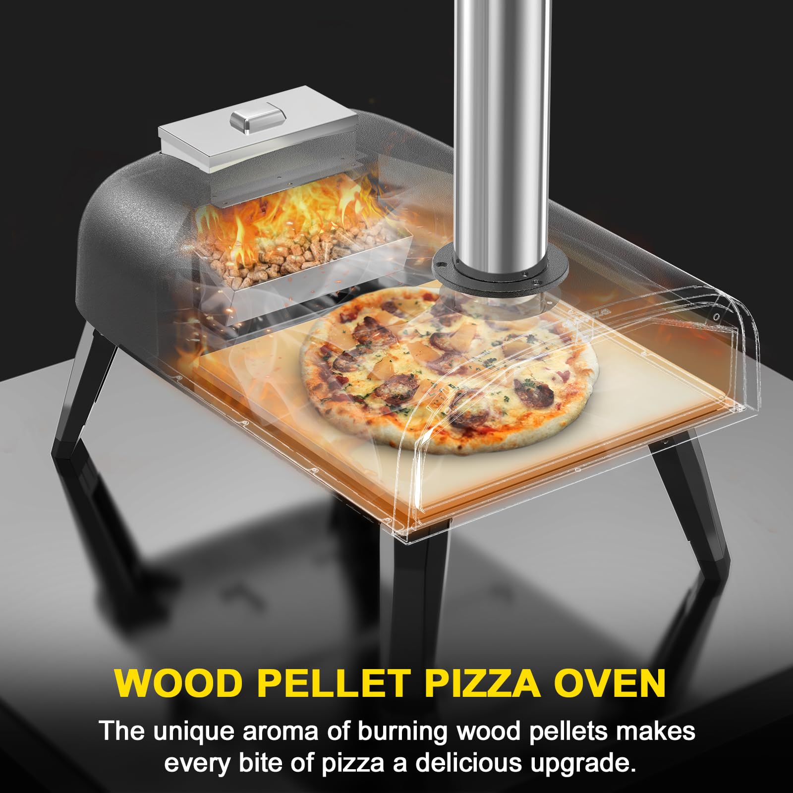 aidpiza Pizza Oven Outdoor 12" Wood Fired Pizza Ovens Pellet Pizza Stove for outside, Portable Stainless Steel Pizza Oven for Backyard Pizza Oven - CookCave