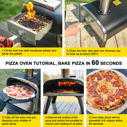 aidpiza Pizza Oven Outdoor 12" Wood Fired Pizza Ovens Pellet Pizza Stove for outside, Portable Stainless Steel Pizza Oven for Backyard Pizza Oven - CookCave