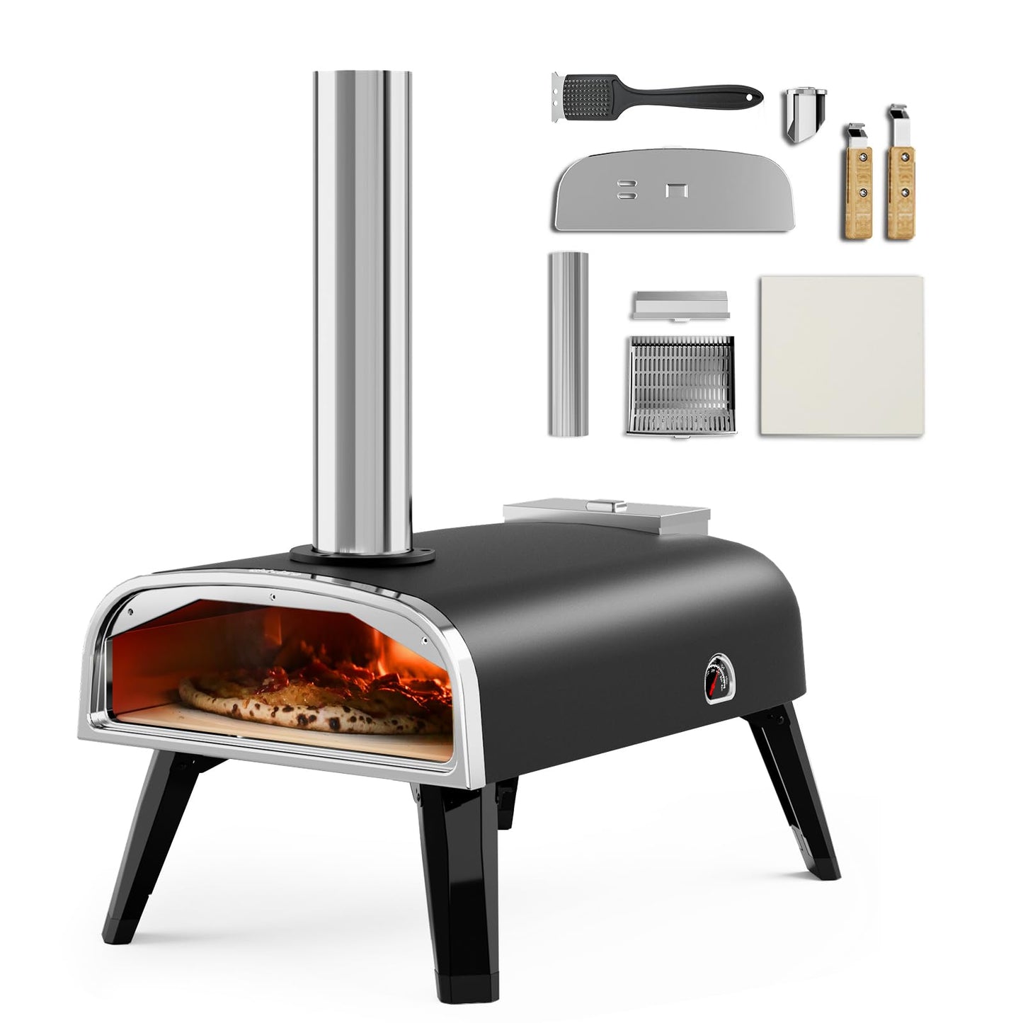 aidpiza Pizza Oven Outdoor 12" Wood Fired Pizza Ovens Pellet Pizza Stove for outside, Portable Stainless Steel Pizza Oven for Backyard Pizza Oven - CookCave