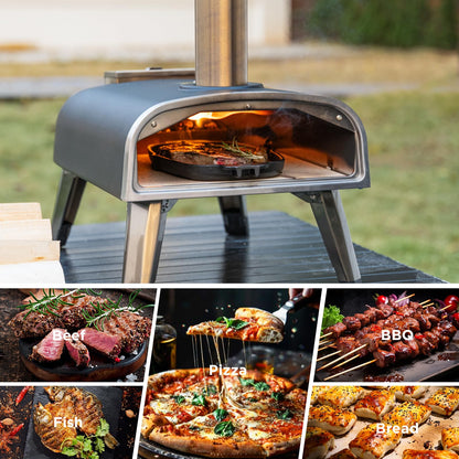 aidpiza Pizza Oven Outdoor 12" Wood Fired Pizza Ovens Pellet Pizza Stove for outside, Portable Stainless Steel Pizza Oven for Backyard Pizza Oven - CookCave