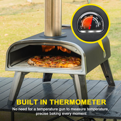 aidpiza Pizza Oven Outdoor 12" Wood Fired Pizza Ovens Pellet Pizza Stove for outside, Portable Stainless Steel Pizza Oven for Backyard Pizza Oven - CookCave