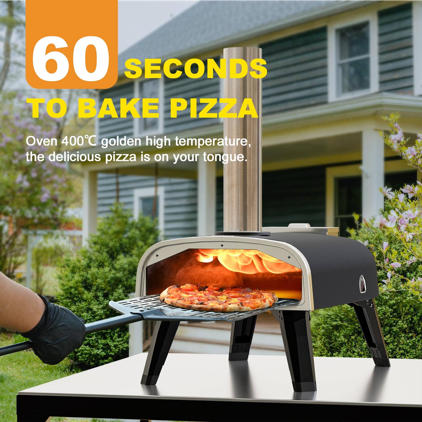 aidpiza Pizza Oven Outdoor 12" Wood Fired Pizza Ovens Pellet Pizza Stove for outside, Portable Stainless Steel Pizza Oven for Backyard Pizza Oven - CookCave