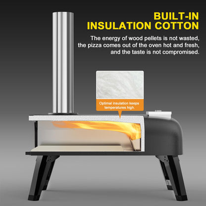 aidpiza Pizza Oven Outdoor 12" Wood Fired Pizza Ovens Pellet Pizza Stove for outside, Portable Stainless Steel Pizza Oven for Backyard Pizza Oven - CookCave