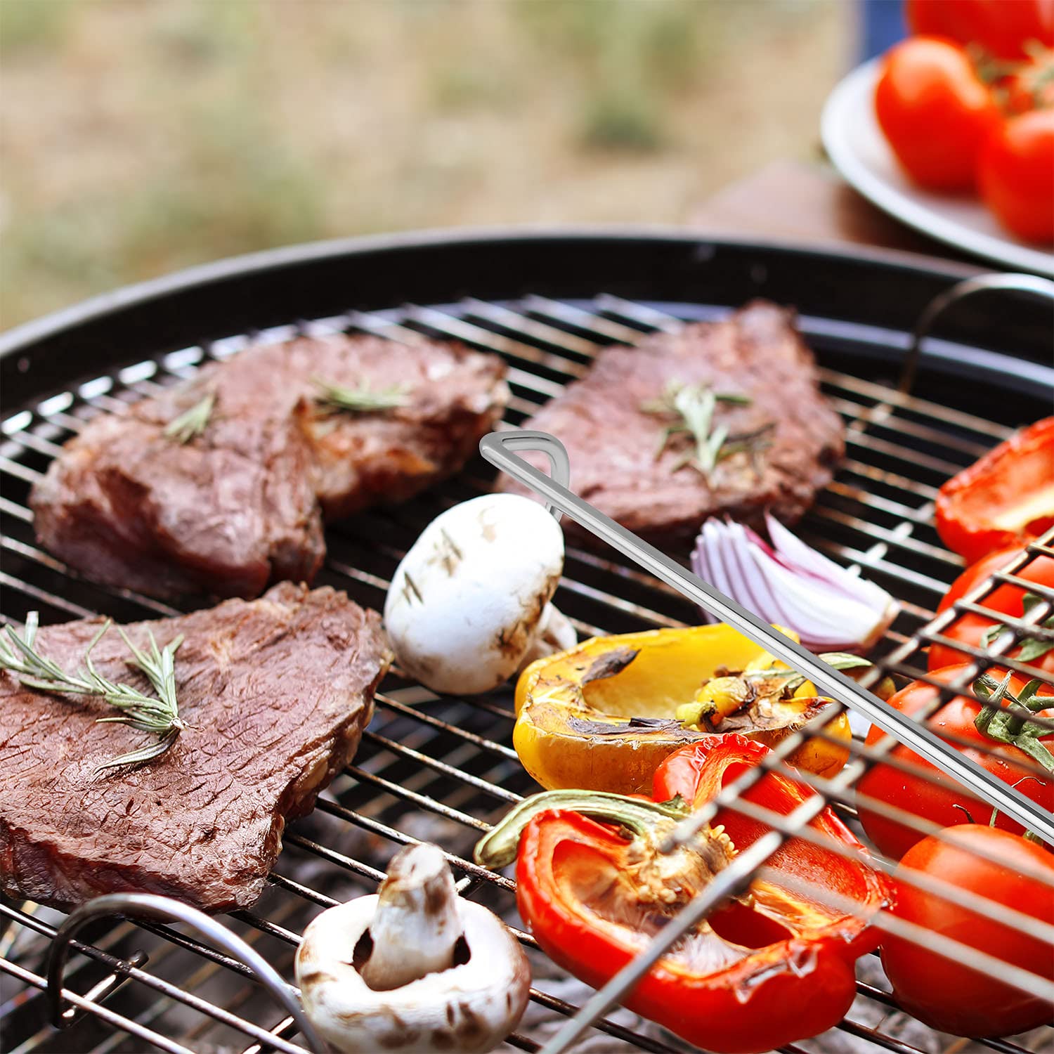 AjinTeby Food Flipper Hooks, Stainless Steel BBQ Turner Flips Meat Steak or Fish - 18-inch and 14-inch Meat Flipper - CookCave