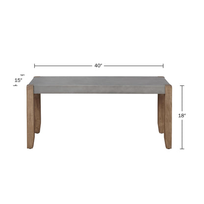 Alaterre Furniture Newport Bench with Faux Concrete Seat and Wood Legs - 40 Inch Entryway Bench with Rustic Industrial Design - Benches for Bedroom, Living Room, Dining Room, and Mudroom - CookCave