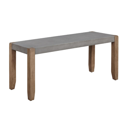 Alaterre Furniture Newport Bench with Faux Concrete Seat and Wood Legs - 40 Inch Entryway Bench with Rustic Industrial Design - Benches for Bedroom, Living Room, Dining Room, and Mudroom - CookCave