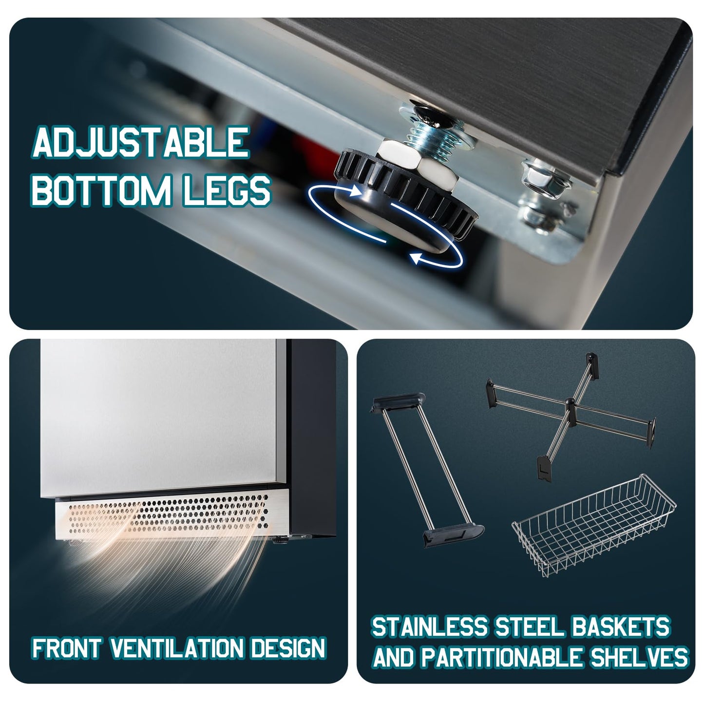 Albott 24 Inch Under Counter Drawer Fridge – Stainless Steel Beverage Refrigerator with Dual Drawers, LED Touch Control, Adjustable Storage, Frost-Free, Low Noise, 34-72℉, for Indoor or Outdoor Use - CookCave