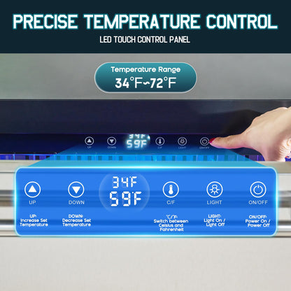 Albott 24 Inch Under Counter Drawer Fridge – Stainless Steel Beverage Refrigerator with Dual Drawers, LED Touch Control, Adjustable Storage, Frost-Free, Low Noise, 34-72℉, for Indoor or Outdoor Use - CookCave