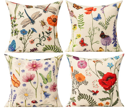 All Smiles Outdoor Patio Throw Pillow Covers 18x18 Set of 4 Spring Summer Garden Flowers Farmhouse Décor Outside Furniture Bench Chair Decorative Cushion Cases for Swing Deep Seat Bed Couch Sofa - CookCave