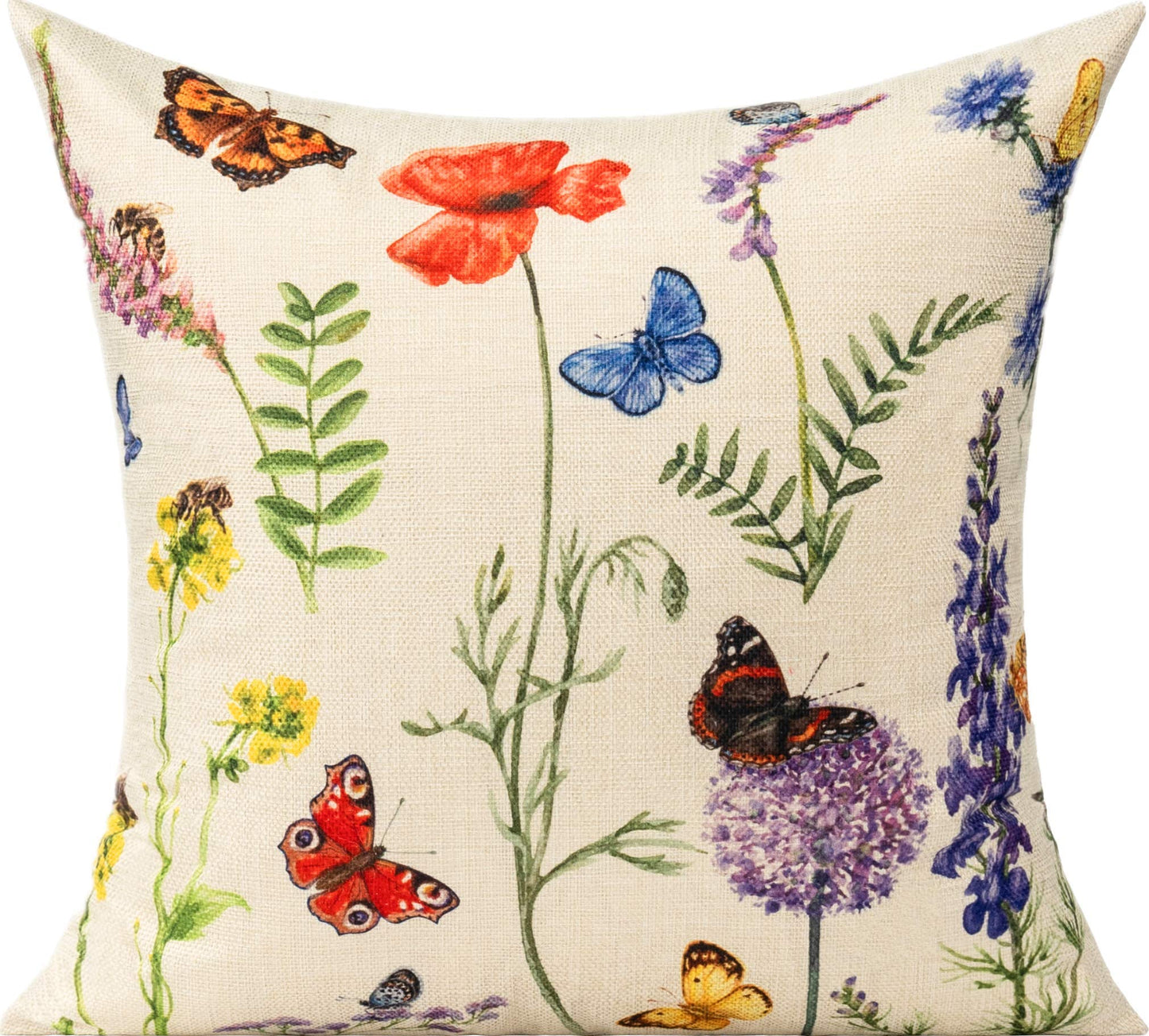 All Smiles Outdoor Patio Throw Pillow Covers 18x18 Set of 4 Spring Summer Garden Flowers Farmhouse Décor Outside Furniture Bench Chair Decorative Cushion Cases for Swing Deep Seat Bed Couch Sofa - CookCave