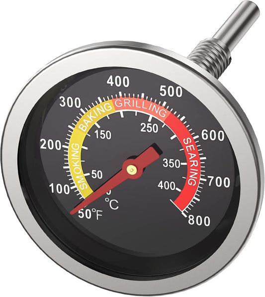 Alloxity Grill Temperature Gauge, 2.36", Grill Thermometer for Various Types of Grills, Durable & High-Temperature Resistant, BBQ Thermometer with 4 Visible Colored Zones (Silver) - CookCave