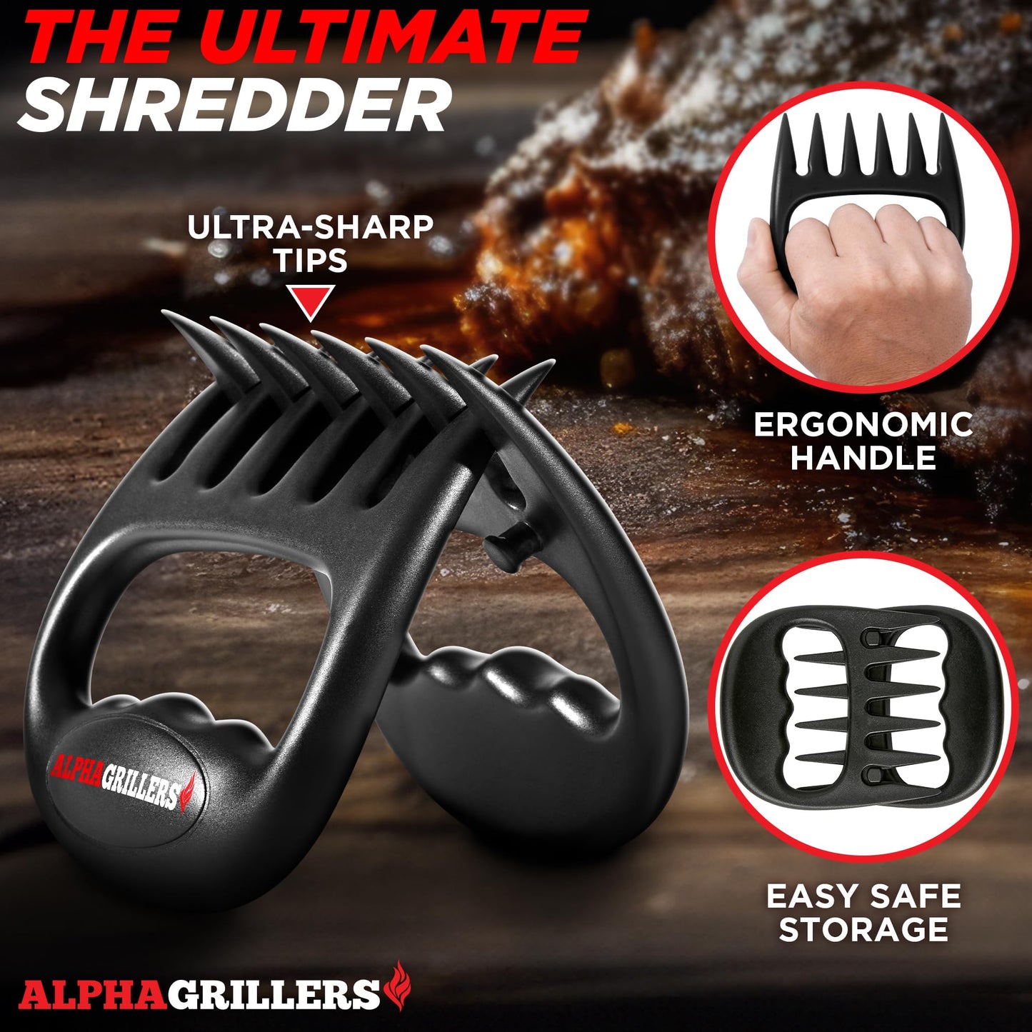 Alpha Grillers Meat Shredder Claws - Fathers Day Gifts for Dad - BBQ Grilling Accessories Gift for Men Him Husband Boyfriend Birthday - Barbecue Grill Puller for Shredding Pulled Pork Chicken - CookCave
