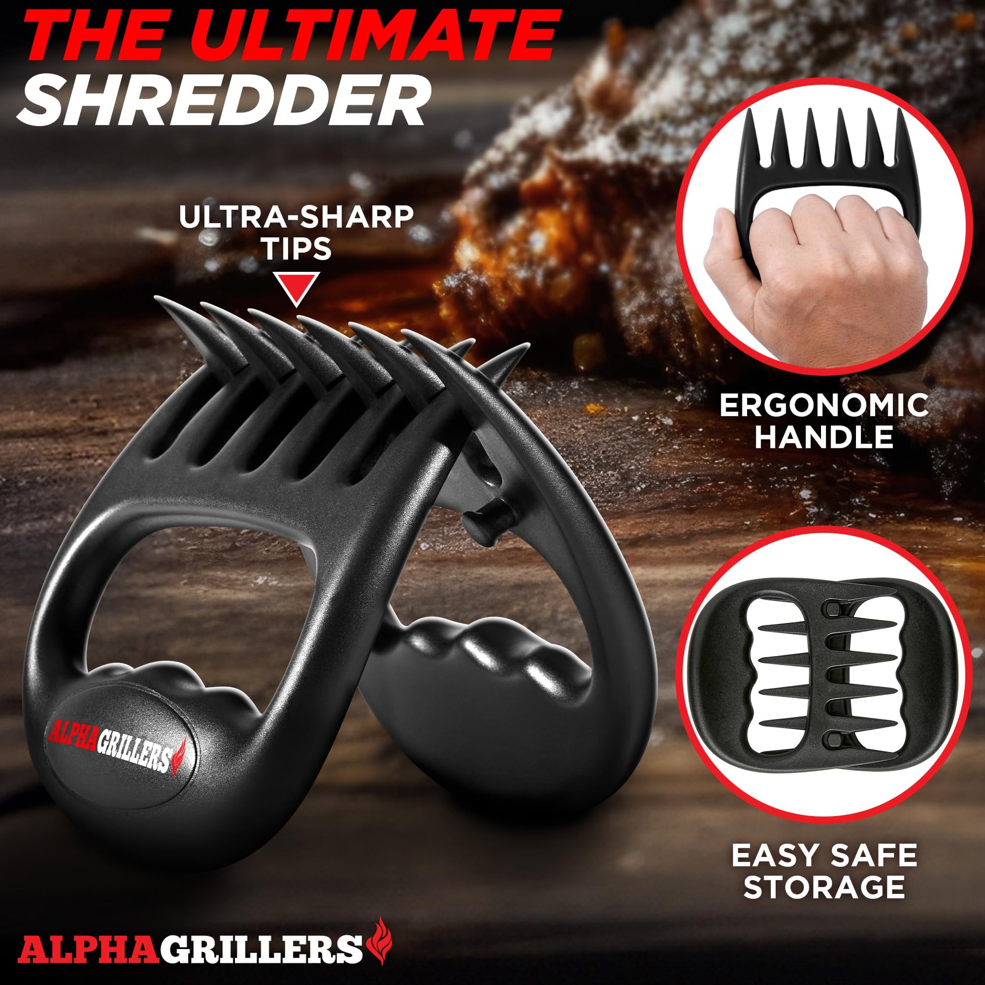 Alpha Grillers Meat Shredder Claws - Fathers Day Gifts for Dad - BBQ Grilling Accessories Gift for Men Him Husband Boyfriend Birthday - Barbecue Grill Puller for Shredding Pulled Pork Chicken - CookCave
