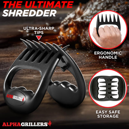Alpha Grillers Meat Shredder Claws - Fathers Day Gifts for Dad - BBQ Grilling Accessories Gift for Men Him Husband Boyfriend Birthday - Barbecue Grill Puller for Shredding Pulled Pork Chicken - CookCave