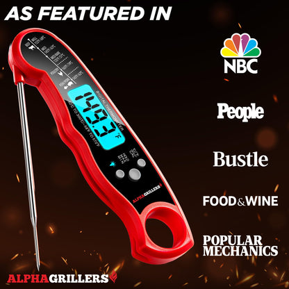 Alpha Grillers Meat Thermometer Digital - Instant Read Food Thermometer for Cooking Grilling Air Fryer Griddle Probe Kitchen Gadgets Essentials BBQ Accessories Grill Gifts for Men Him Dad Fathers Day - CookCave
