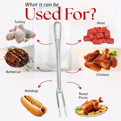 Alpine Cuisine Stainless Steel Carving BBQ Fork 13.5in with Comfortable Handle - Grill Fork Heat Resistance, Stainless Steel Forks for Barbecue, Serving, Cooking, Grilling, Roasting - Dishwasher Safe - CookCave