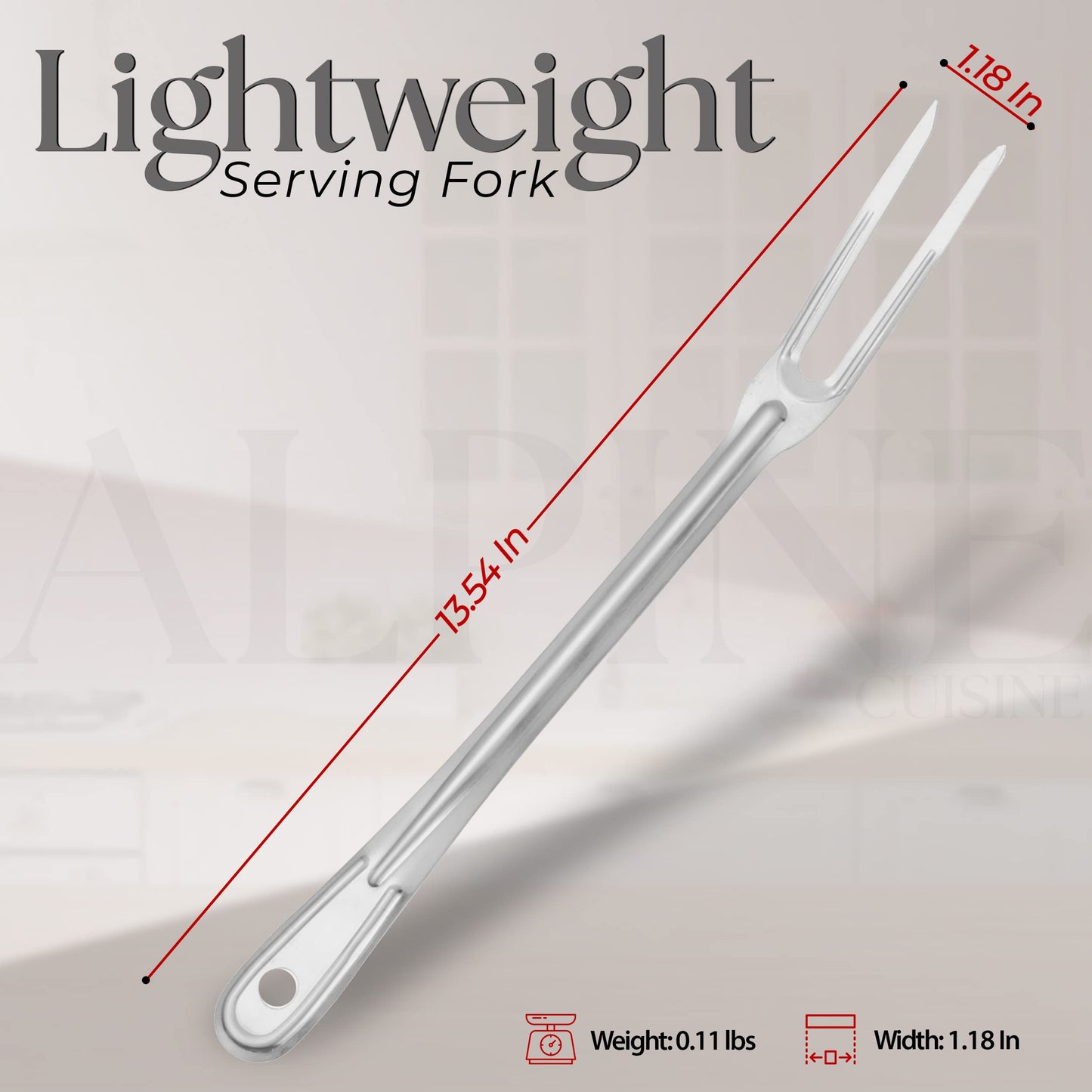 Alpine Cuisine Stainless Steel Carving BBQ Fork 13.5in with Comfortable Handle - Grill Fork Heat Resistance, Stainless Steel Forks for Barbecue, Serving, Cooking, Grilling, Roasting - Dishwasher Safe - CookCave