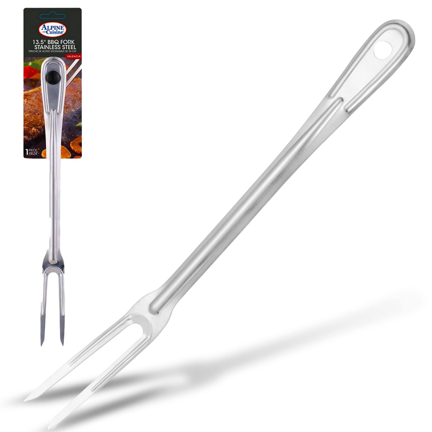 Alpine Cuisine Stainless Steel Carving BBQ Fork 13.5in with Comfortable Handle - Grill Fork Heat Resistance, Stainless Steel Forks for Barbecue, Serving, Cooking, Grilling, Roasting - Dishwasher Safe - CookCave