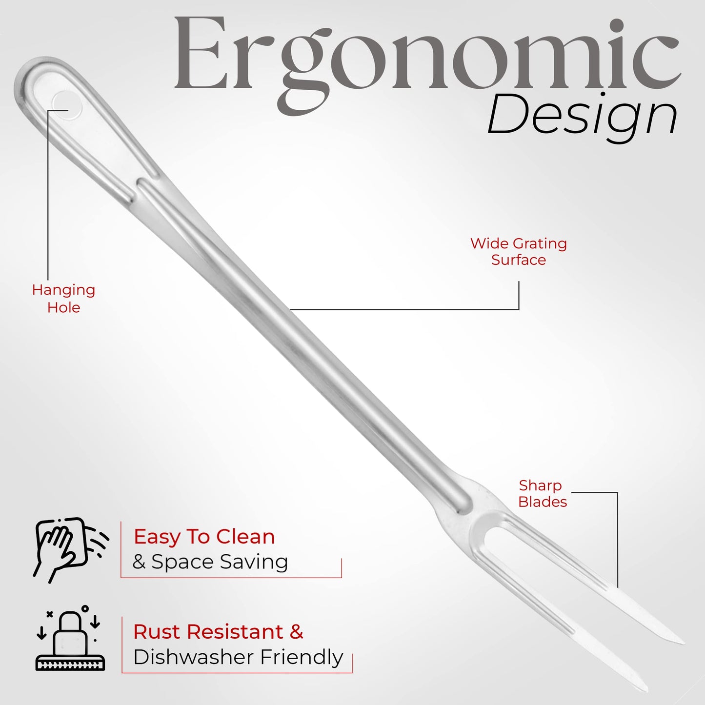 Alpine Cuisine Stainless Steel Carving BBQ Fork 13.5in with Comfortable Handle - Grill Fork Heat Resistance, Stainless Steel Forks for Barbecue, Serving, Cooking, Grilling, Roasting - Dishwasher Safe - CookCave