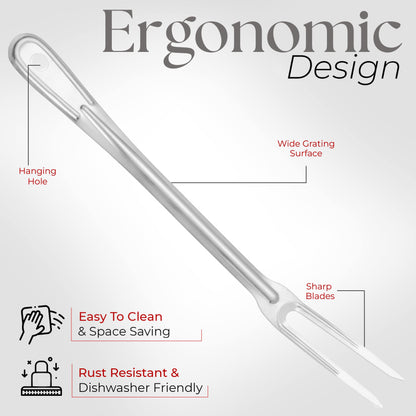 Alpine Cuisine Stainless Steel Carving BBQ Fork 13.5in with Comfortable Handle - Grill Fork Heat Resistance, Stainless Steel Forks for Barbecue, Serving, Cooking, Grilling, Roasting - Dishwasher Safe - CookCave