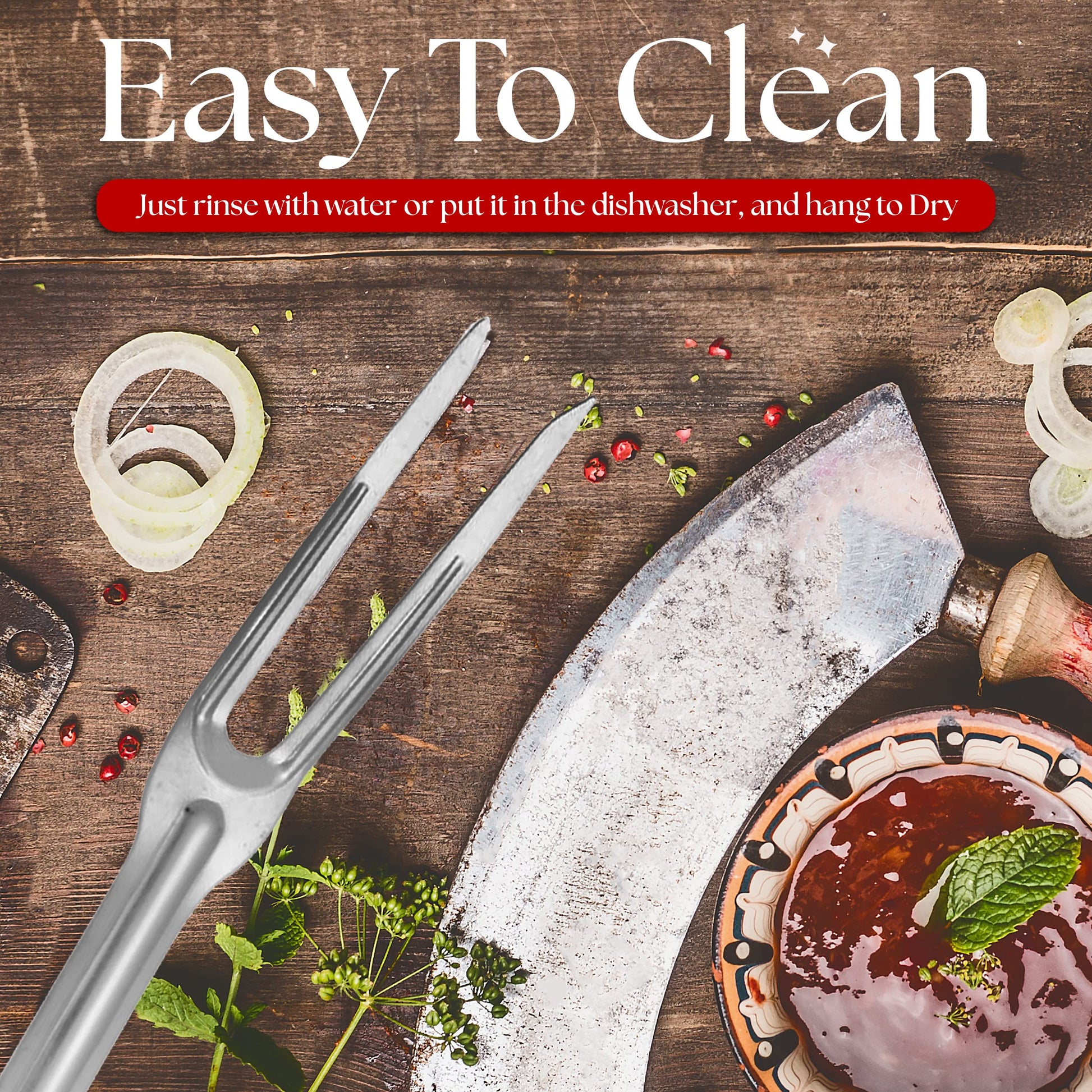 Alpine Cuisine Stainless Steel Carving BBQ Fork 13.5in with Comfortable Handle - Grill Fork Heat Resistance, Stainless Steel Forks for Barbecue, Serving, Cooking, Grilling, Roasting - Dishwasher Safe - CookCave