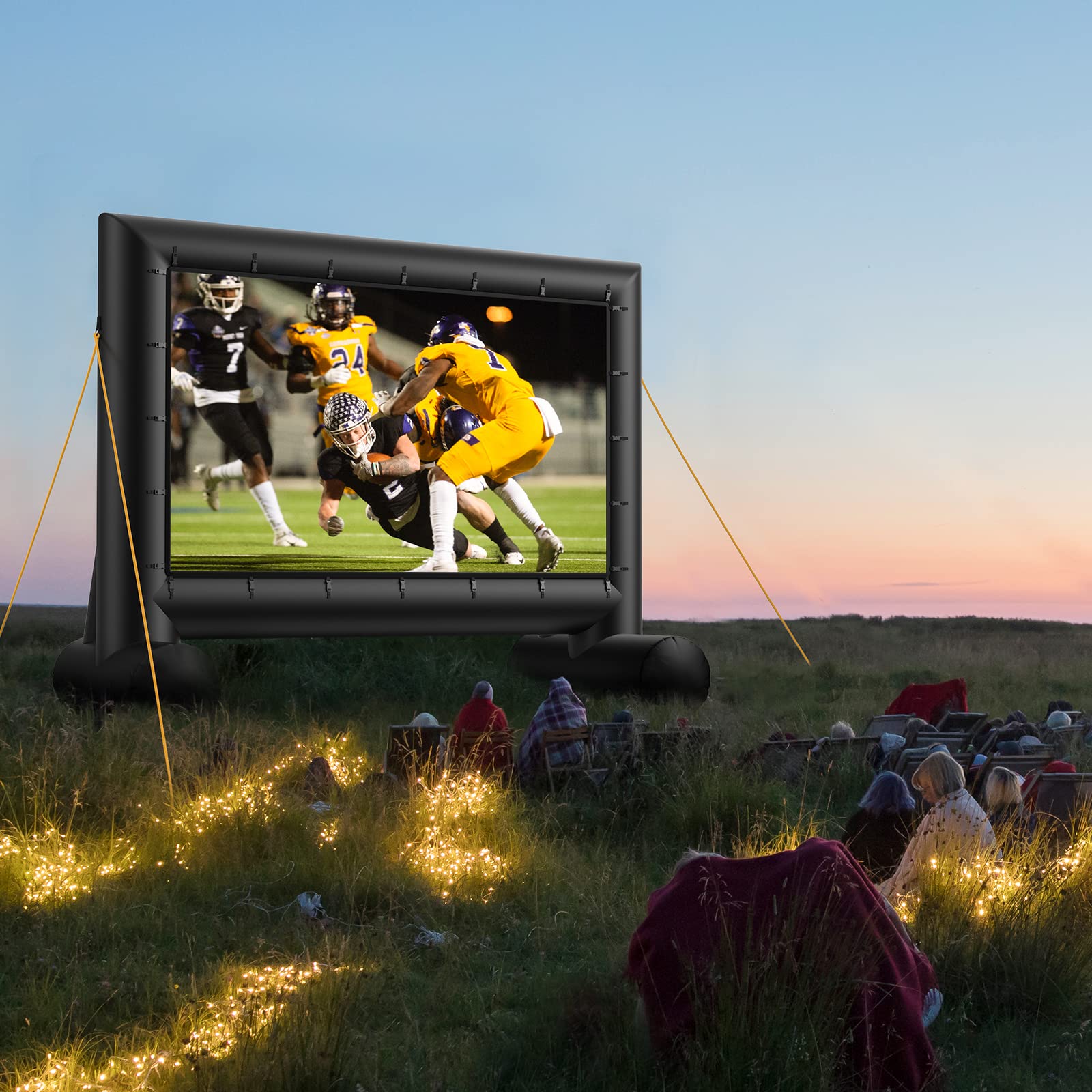 Amada 14 Feet Outdoor Inflatable Movie Screen, Projector Screen with Fast Low-Noise Air, Support Front Rear Projection for Backyard Movie Night, Home Theater, Theme Party, AMPJ04 - CookCave