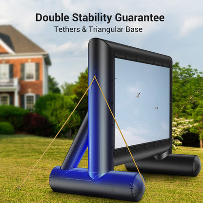 Amada 14 Feet Outdoor Inflatable Movie Screen, Projector Screen with Fast Low-Noise Air, Support Front Rear Projection for Backyard Movie Night, Home Theater, Theme Party, AMPJ04 - CookCave