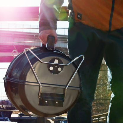 Americana Grills Keg A Que Charcoal BBQ Grill, Portable Outdoor Barbecue with Durable Powder Coated Hood and Bowl, 186 Square Inch Cooking Area, Black - CookCave